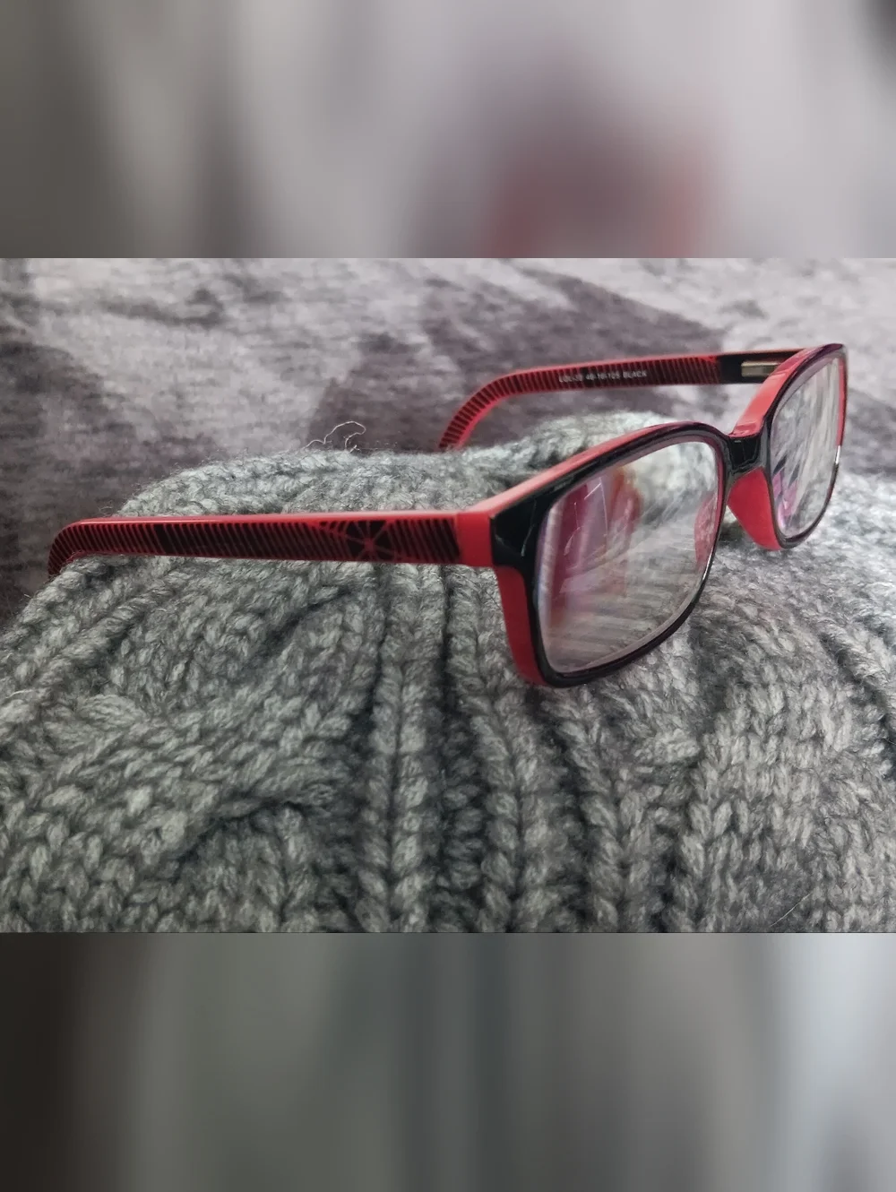 LOL- Black/Red Geometric Pattern Rectangular Kids Eyeglass Frames 46-16-125